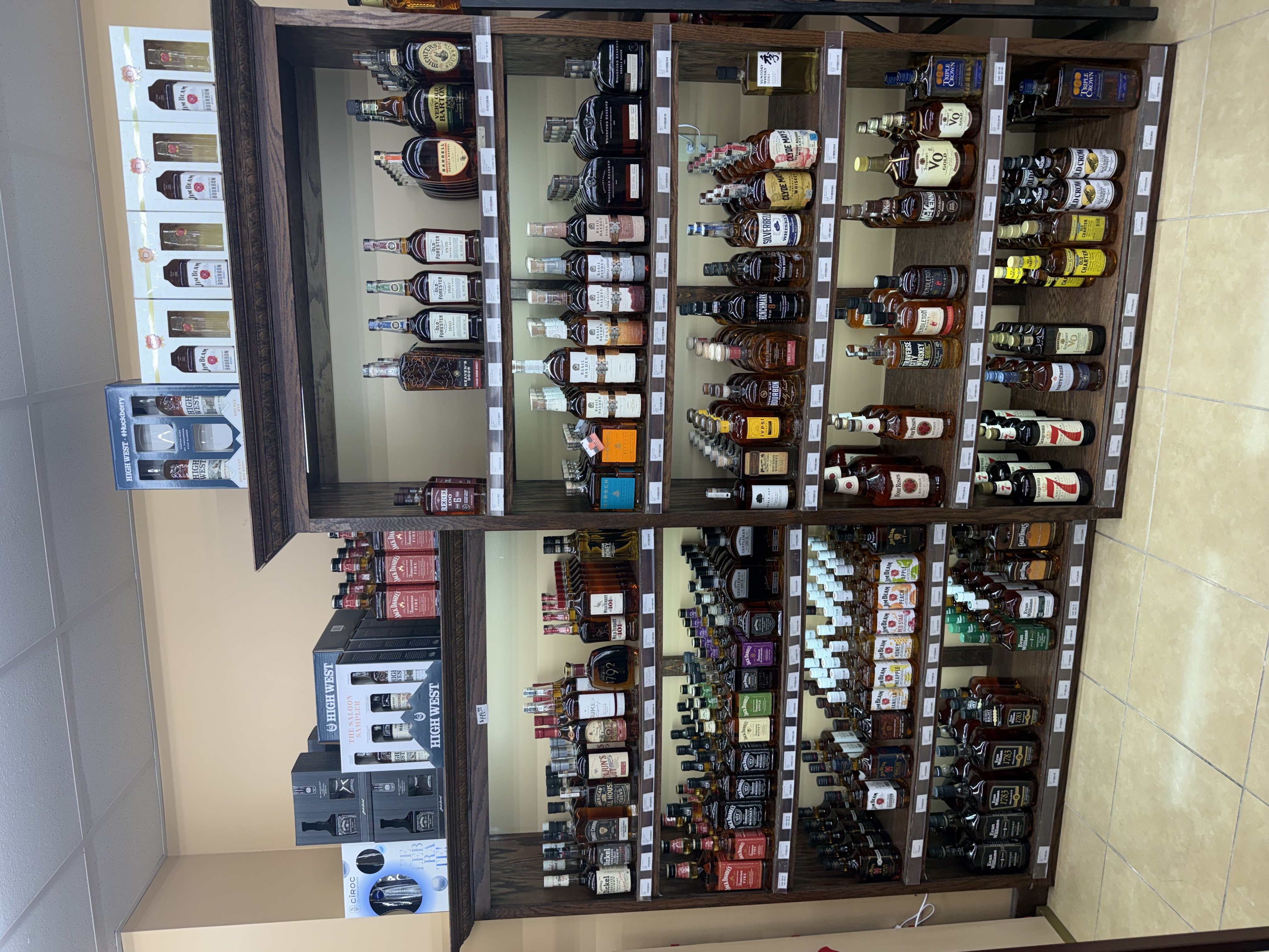 Bourbon and whiskey shelves at Liquor Cabinet