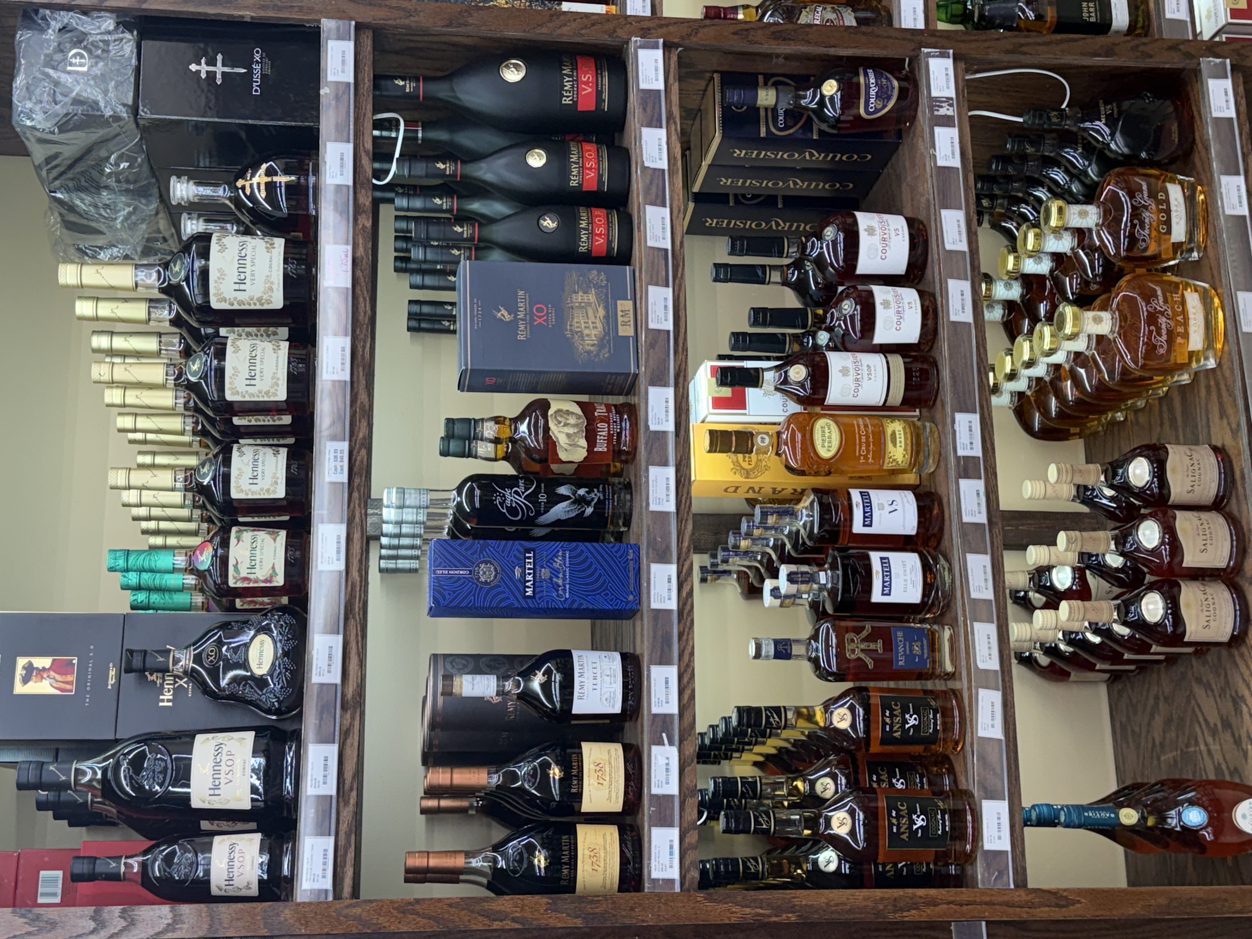 Cognac and brandy display