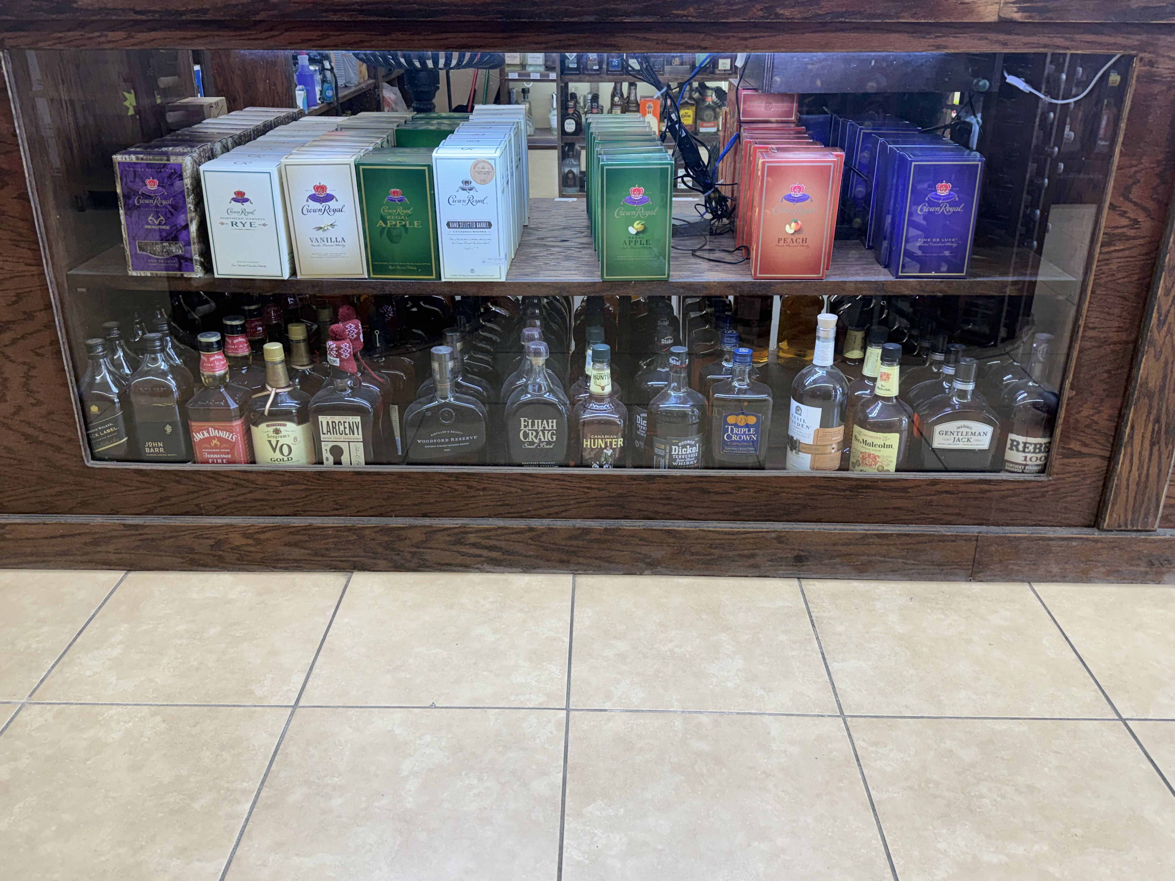 Front counter with Crown Royal selection